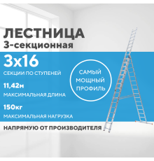 Лестница алюминиевая 3х16 (11,42м)
