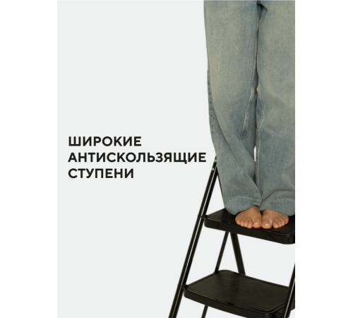 Стремянка 5-х ступенчатая Alterno с широкими антискользящими ступенями. Black Edition Exclusive Стремянка 5-х ступенчатая Alterno с широкими антискользящими ступенями. Black Edition Exclusive